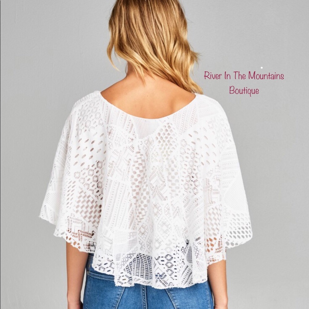 🥳HP🥳NWT!Beautiful 3/4 Sleeve Crochet Top! Size“Medium” - Picture 3 of 4